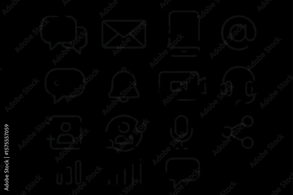 Poster minimalist communication icons set for digital interfaces