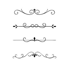 Obraz premium Set of Vintage decorative lines. text dividers. Line border. Lines separators, Borders, Vintage dividers, Underline elements. Divider set vector. Vector illustration.Line dividers. 