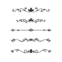 Obraz premium Set of Vintage decorative lines. text dividers. Line border. Lines separators, Borders, Vintage dividers, Underline elements. Divider set vector. Vector illustration.Line dividers. 