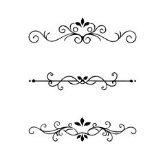 Set of Vintage decorative lines. text dividers. Line border. Lines separators, Borders, Vintage dividers, Underline elements. Divider set vector. Vector illustration.Line dividers.	