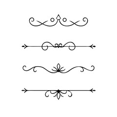 Set of Vintage decorative lines. text dividers. Line border. Lines separators, Borders, Vintage dividers, Underline elements. Divider set vector. Vector illustration.Line dividers.	