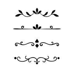 Set of Vintage decorative lines. text dividers. Line border. Lines separators, Borders, Vintage dividers, Underline elements. Divider set vector. Vector illustration.Line dividers.	