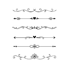 Obraz premium Set of Vintage decorative lines. text dividers. Line border. Lines separators, Borders, Vintage dividers, Underline elements. Divider set vector. Vector illustration.Line dividers. 