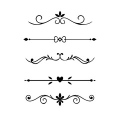 Set of Vintage decorative lines. text dividers. Line border. Lines separators, Borders, Vintage dividers, Underline elements. Divider set vector. Vector illustration.Line dividers.	