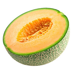 Fresh cantaloupe melon, healthy fruit, juicy orange flesh, succulent melon, agricultural produce, citrus family, natural fruit, sliced melon, tropical fruit, fresh food, vibrant colors, healthy snack.