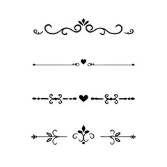 Set of Vintage decorative lines. text dividers. Line border. Lines separators, Borders, Vintage dividers, Underline elements. Divider set vector. Vector illustration.Line dividers.	
