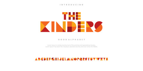 The Kinders Modern minimal abstract alphabet fonts. Typography technology, electronic, movie, digital, music, future, logo creative font. vector illustration