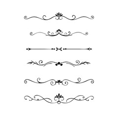 Set of Vintage decorative lines. text dividers. Line border. Lines separators, Borders, Vintage dividers, Underline elements. Divider set vector. Vector illustration.Line dividers.	