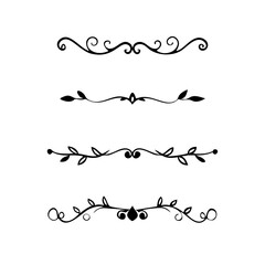 Set of Vintage decorative lines. text dividers. Line border. Lines separators, Borders, Vintage dividers, Underline elements. Divider set vector. Vector illustration.Line dividers.	