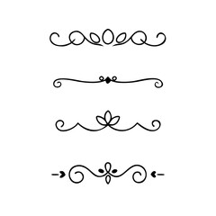 Set of Vintage decorative lines. text dividers. Line border. Lines separators, Borders, Vintage dividers, Underline elements. Divider set vector. Vector illustration.Line dividers.	
