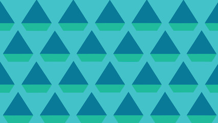 Geometric pattern with teal triangles arranged in a repeating design on aqua background