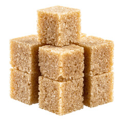 Perfect stack of golden-brown brown sugar cubes, ideal for baking and sweet treats, close-up view.