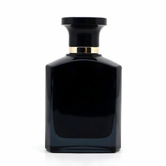 Elegant Black Perfume Bottle isolated on the white background