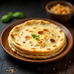 flatbread called Laccha Paratha made up of layers using wheat flour or maida