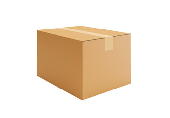 Brown Cardboard paper box, transparent background