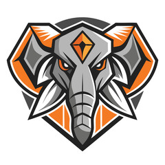 Detailed elephant head looks forward in an imposing way with its distinct features