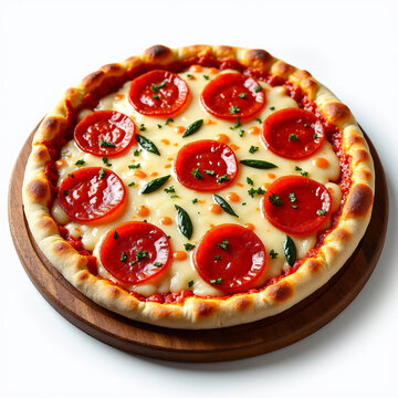 Delicious Pepperoni Pizza with Melted Cheese and Spicy Pepperoni
