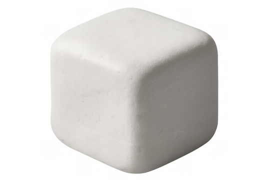 White cube gently rotating against a transparent background, ideal for various compositions and modern design projects