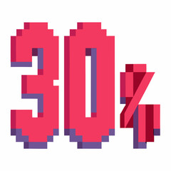 Obraz premium Retro Style Pixel Art 30 Percent Discount Illustration