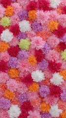 Fototapeta premium Bursting carnations in vivacious hues celebrate spring equinox, echoing Hanami and Holi's colorful embrace of renewal