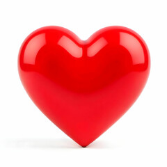 Glossy Red Heart Symbol A 3D Render of a Shiny Heart isolated on the white background