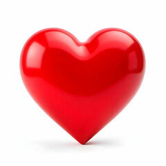 Glossy Red Heart Symbol A 3D Render of a Shiny Heart isolated on the white background
