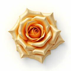 Gold rose 3D render on white background