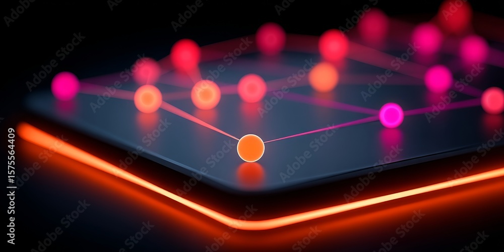 Poster modern technology and networking abstract background of interconnected nodes and data flow design
