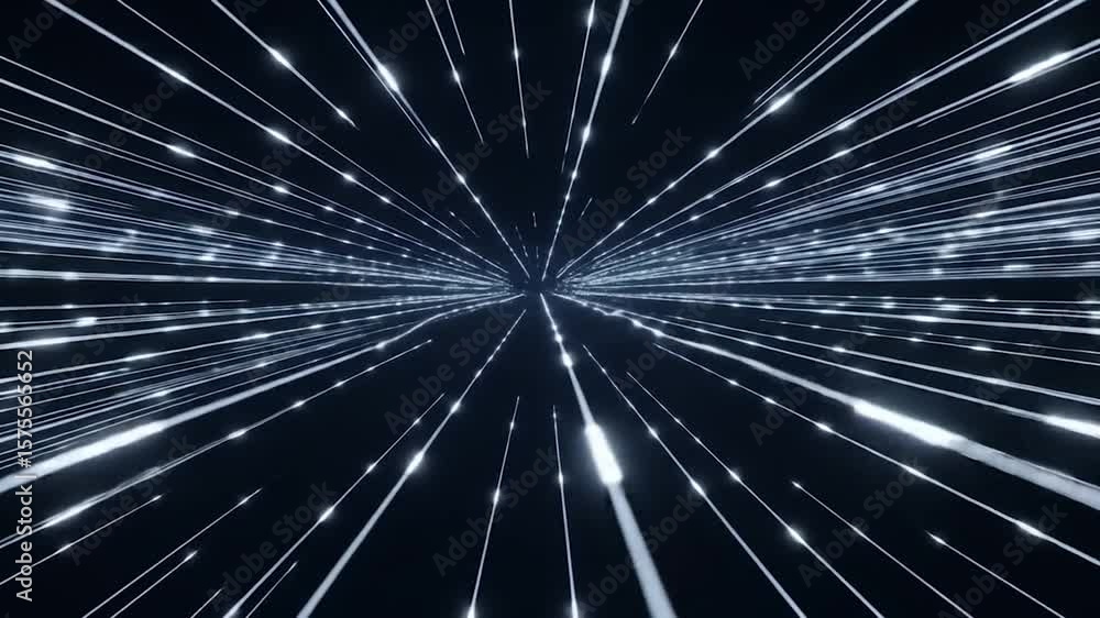 Poster abstract video of glowing white lines converging into a dark void