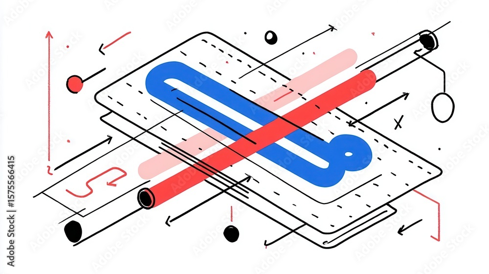 Poster intricate design with overlapping shapes and lines.