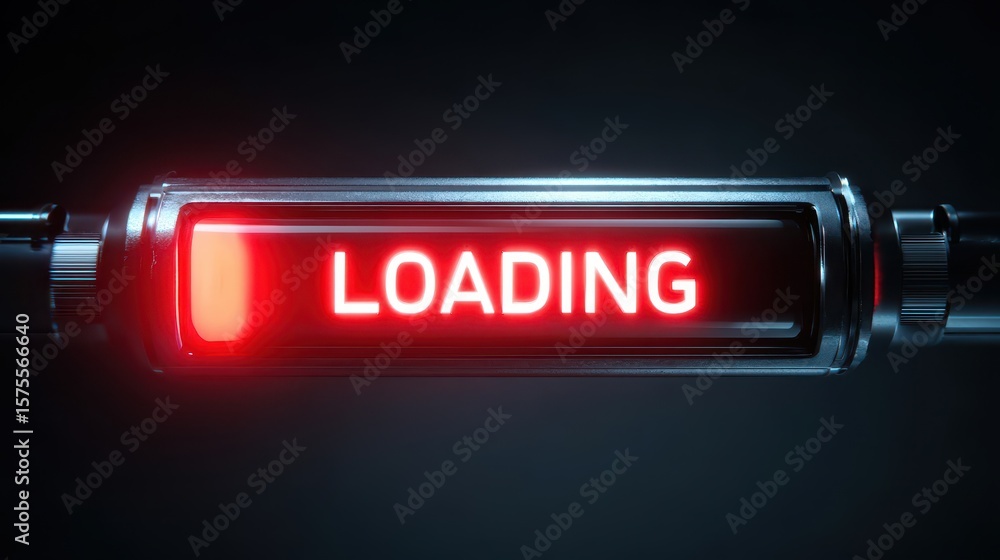 Poster futuristic loading indicator on a metallic device.