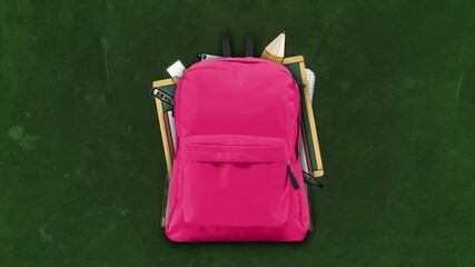 back to school background video with pink school bag - Powered by Adobe