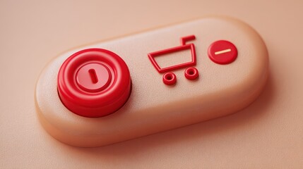 Close-up of a beige toggle switch with red buttons.