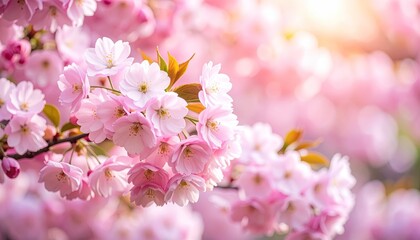 Fototapeta premium Beautiful cherry blossoms in spring sunlight