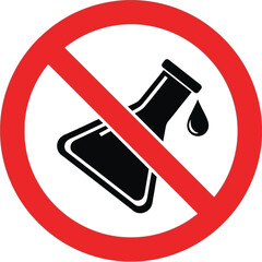 No Chemicals Allowed Chemical Flask in a Prohibition Sign for a Safe Environment