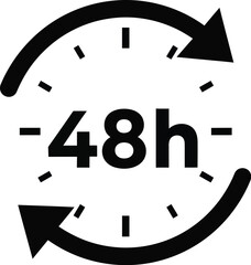 48-Hour Cycle Time Management Icon, Clock Graphic, Circular Design