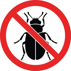 Pest Control Symbol No Bugs Allowed - Red Circle Prohibition Sign