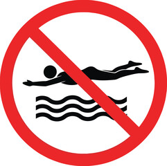 No Swimming Sign High-Resolution Vector Graphic for Safety