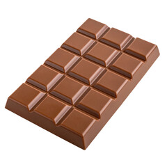 A close-up view of a rectangular chocolate bar with aligned square segments.