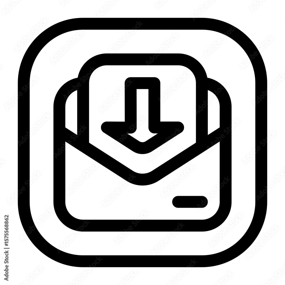Poster outbox message icon minimalist white background concept design