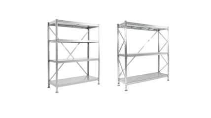 Metal shelf / industrial rack on transparent background png