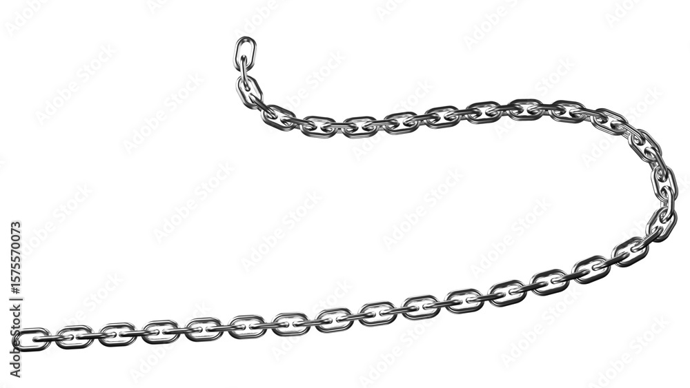 Poster a metallic chain with a winding path, showcasing strength and unity against a transparent background