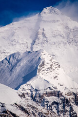 close up of Everest Mountain Peak the top of the world (8848 m) tibet 