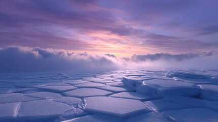 Purple Sunset Over a Frozen Arctic Sea