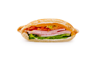 Fresh sandwich with layered ingredients, perfect for lunch