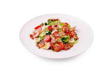 Fresh and vibrant gourmet salad with crispy bacon and vegetables