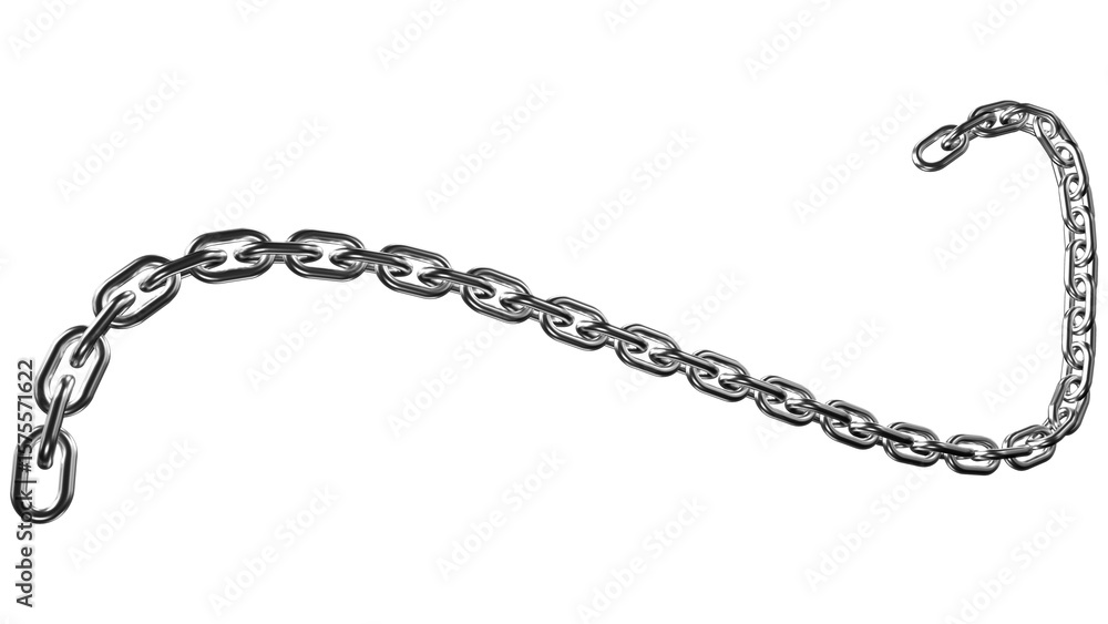 Poster shiny silver chain links are arranged in a curving pattern against a black backdrop, ideal for graph
