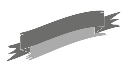 Vector illustration of a stylish gray ribbon banner with shadow effect on white background