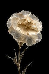 Carnation on black background. X-ray style flower on black background. Interior design poster