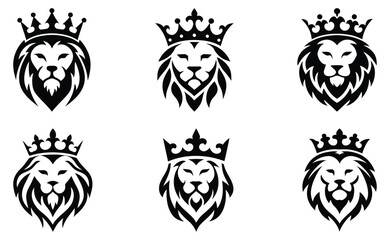 Lion Silhouette with Crown Logo on White &ndash; Royal Heraldic Icon